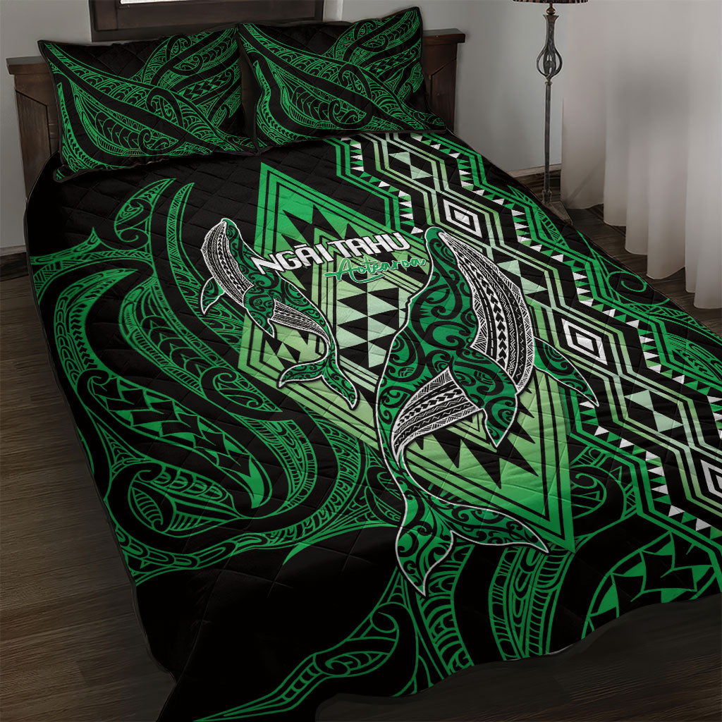 Aotearoa Iwi Ngai Tahu Quilt Bed Set NZ Maori Humpback Whale Taniko Motifs