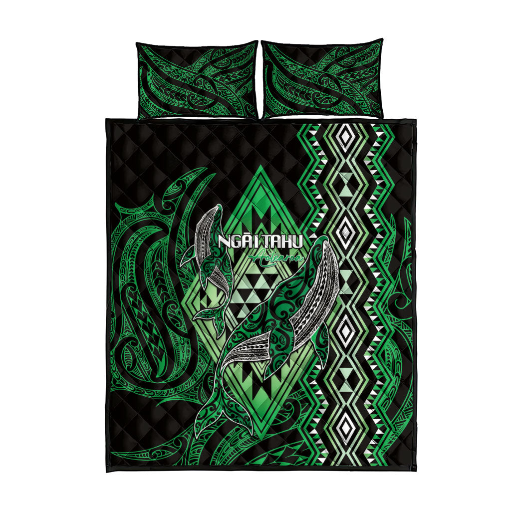 Aotearoa Iwi Ngai Tahu Quilt Bed Set NZ Maori Humpback Whale Taniko Motifs