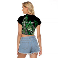 Aotearoa Iwi Ngai Tahu Personalised Raglan Cropped T Shirt NZ Maori Humpback Whale Taniko Motifs