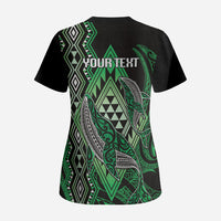 Aotearoa Iwi Ngai Tahu Personalised Scrub Top NZ Maori Humpback Whale Taniko Motifs