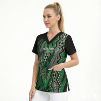 Aotearoa Iwi Ngai Tahu Personalised Scrub Top NZ Maori Humpback Whale Taniko Motifs