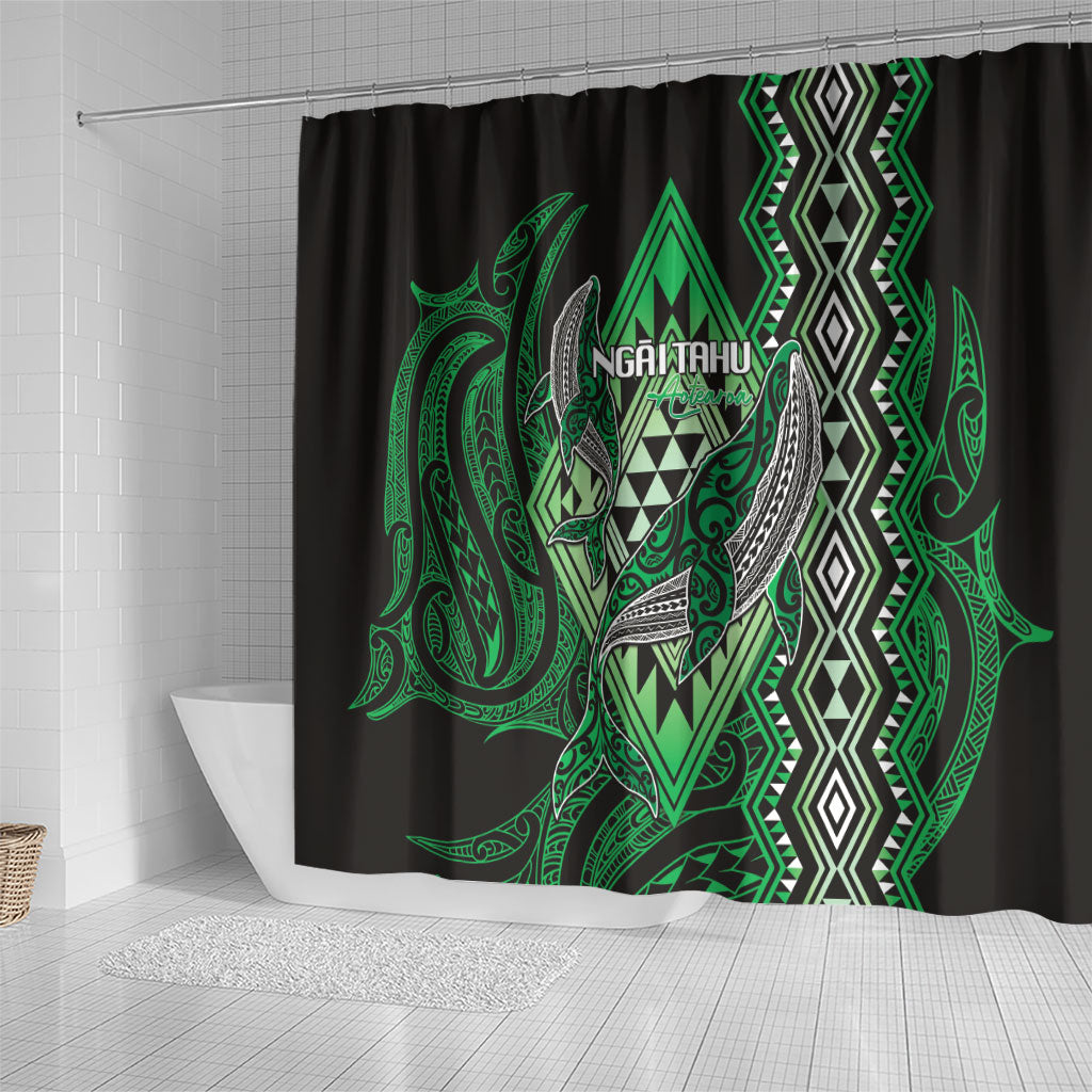 Aotearoa Iwi Ngai Tahu Shower Curtain NZ Maori Humpback Whale Taniko Motifs