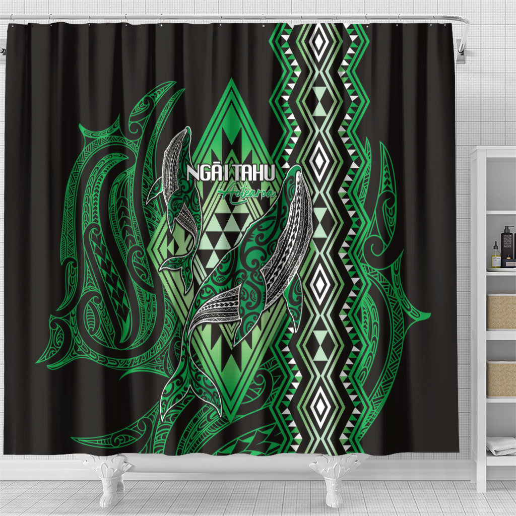 Aotearoa Iwi Ngai Tahu Shower Curtain NZ Maori Humpback Whale Taniko Motifs