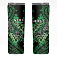 Aotearoa Iwi Ngai Tahu Personalised Skinny Tumbler NZ Maori Humpback Whale Taniko Motifs