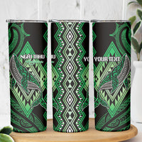 Aotearoa Iwi Ngai Tahu Personalised Skinny Tumbler NZ Maori Humpback Whale Taniko Motifs