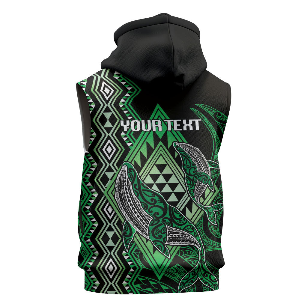 Aotearoa Iwi Ngai Tahu Personalised Sleeveless Hoodie NZ Maori Humpback Whale Taniko Motifs