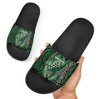 Aotearoa Iwi Ngai Tahu Slide Sandals NZ Maori Humpback Whale Taniko Motifs