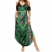 Aotearoa Iwi Ngai Tahu Personalised Summer Maxi Dress NZ Maori Humpback Whale Taniko Motifs