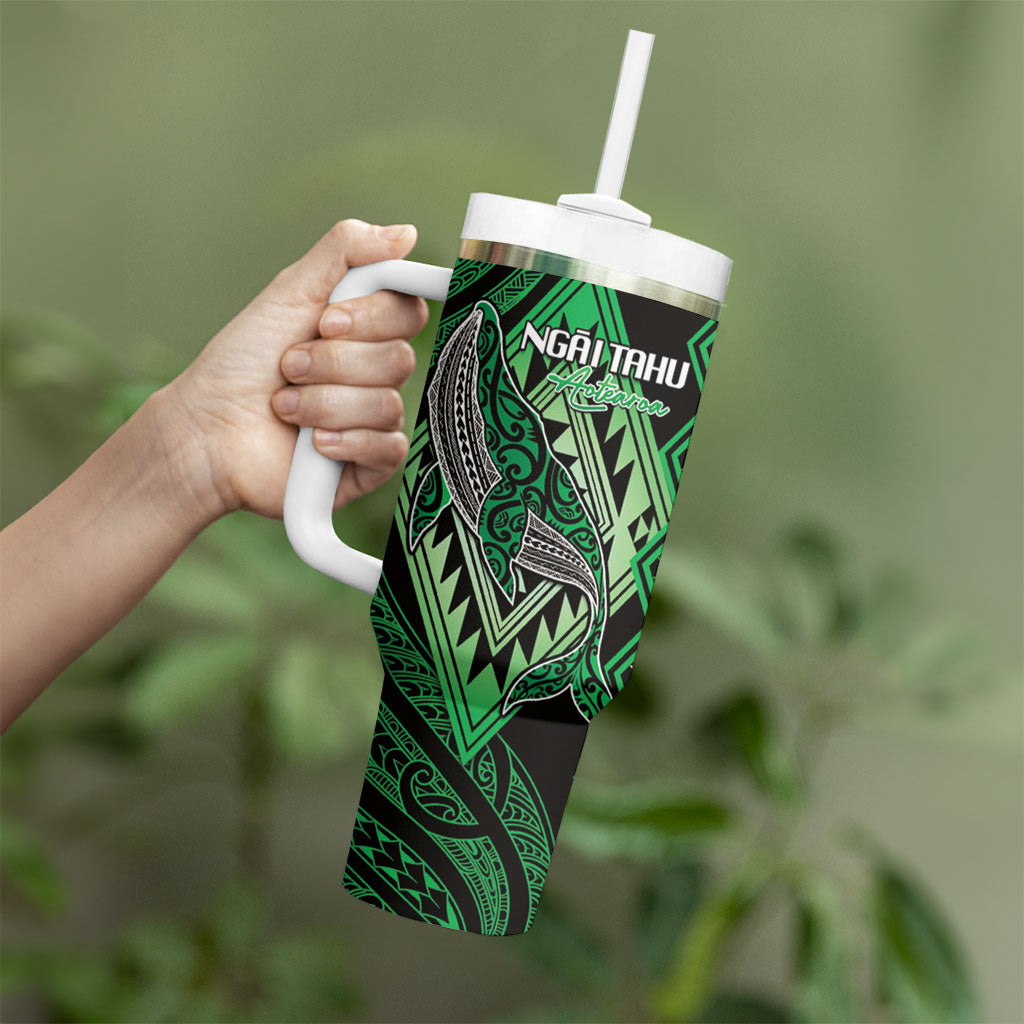 Aotearoa Iwi Ngai Tahu Personalised Tumbler With Handle NZ Maori Humpback Whale Taniko Motifs