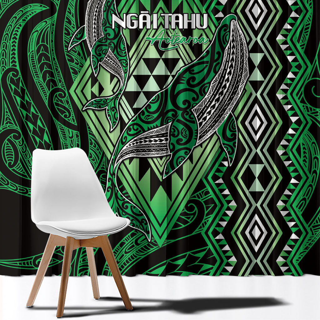 Aotearoa Iwi Ngai Tahu Window Curtain NZ Maori Humpback Whale Taniko Motifs
