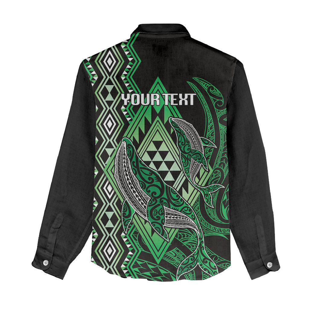 Aotearoa Iwi Ngai Tahu Personalised Women Casual Shirt NZ Maori Humpback Whale Taniko Motifs