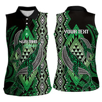 Aotearoa Iwi Ngai Tahu Personalised Women Sleeveless Polo Shirt NZ Maori Humpback Whale Taniko Motifs