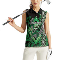Aotearoa Iwi Ngai Tahu Personalised Women Sleeveless Polo Shirt NZ Maori Humpback Whale Taniko Motifs