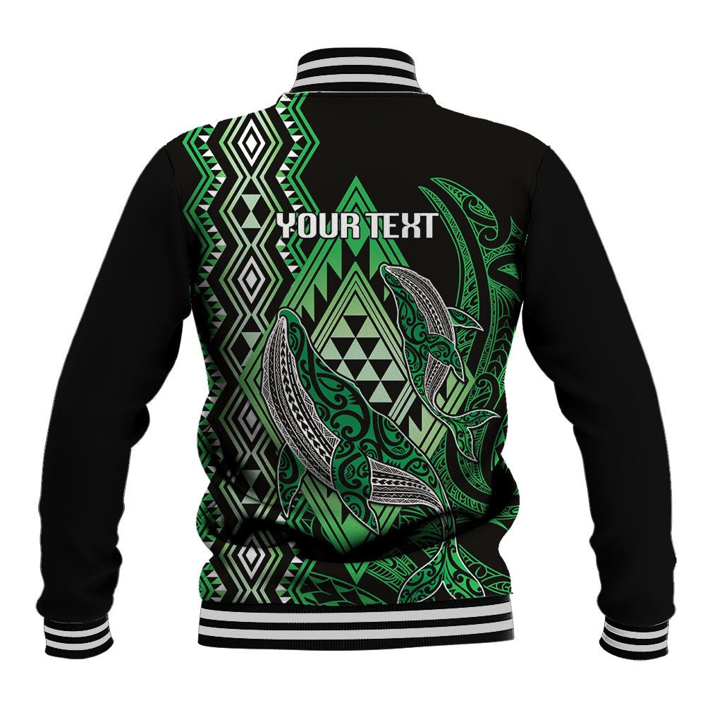Aotearoa Iwi Ngati Pikiao Personalised Baseball Jacket NZ Maori Humpback Whale Taniko Motifs
