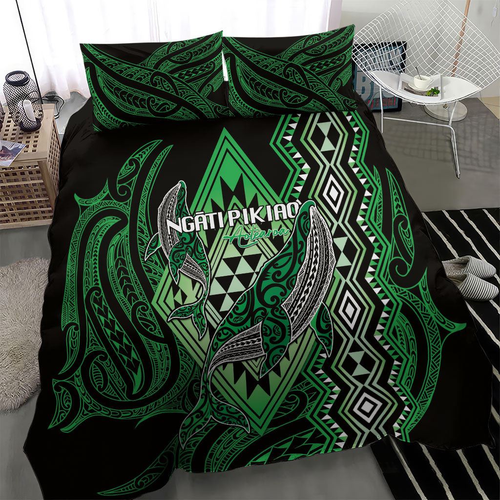 Aotearoa Iwi Ngati Pikiao Bedding Set NZ Maori Humpback Whale Taniko Motifs