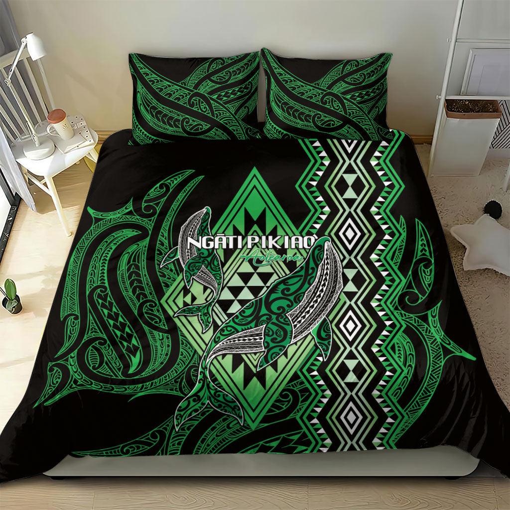 Aotearoa Iwi Ngati Pikiao Bedding Set NZ Maori Humpback Whale Taniko Motifs