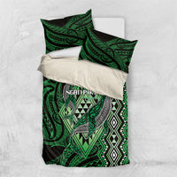 Aotearoa Iwi Ngati Pikiao Bedding Set NZ Maori Humpback Whale Taniko Motifs