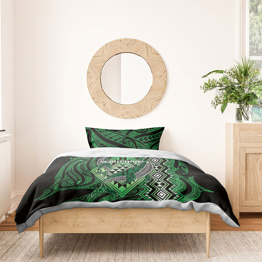 Aotearoa Iwi Ngati Pikiao Bedding Set NZ Maori Humpback Whale Taniko Motifs