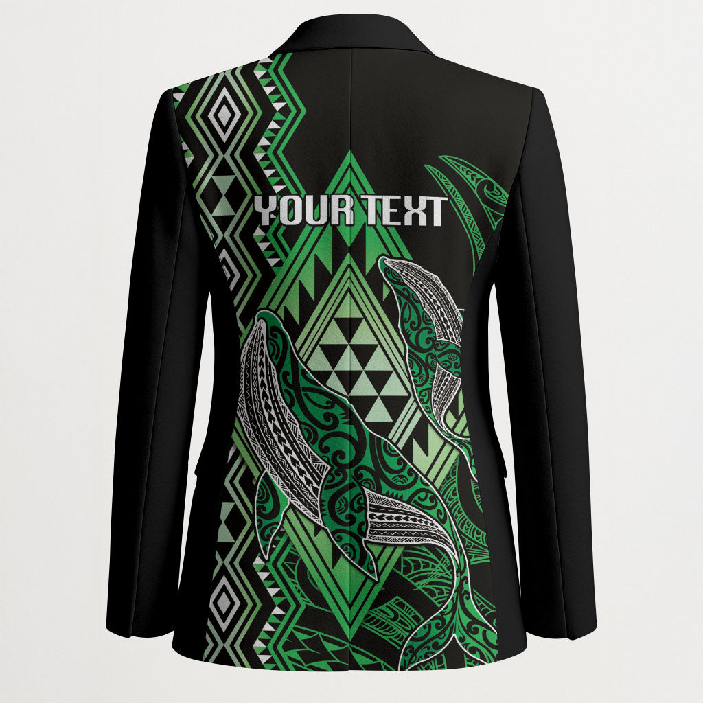 Aotearoa Iwi Ngati Pikiao Personalised Blazer NZ Maori Humpback Whale Taniko Motifs