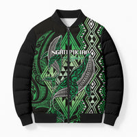 Aotearoa Iwi Ngati Pikiao Personalised Bomber Puffer Jacket NZ Maori Humpback Whale Taniko Motifs