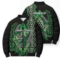 Aotearoa Iwi Ngati Pikiao Personalised Bomber Puffer Jacket NZ Maori Humpback Whale Taniko Motifs