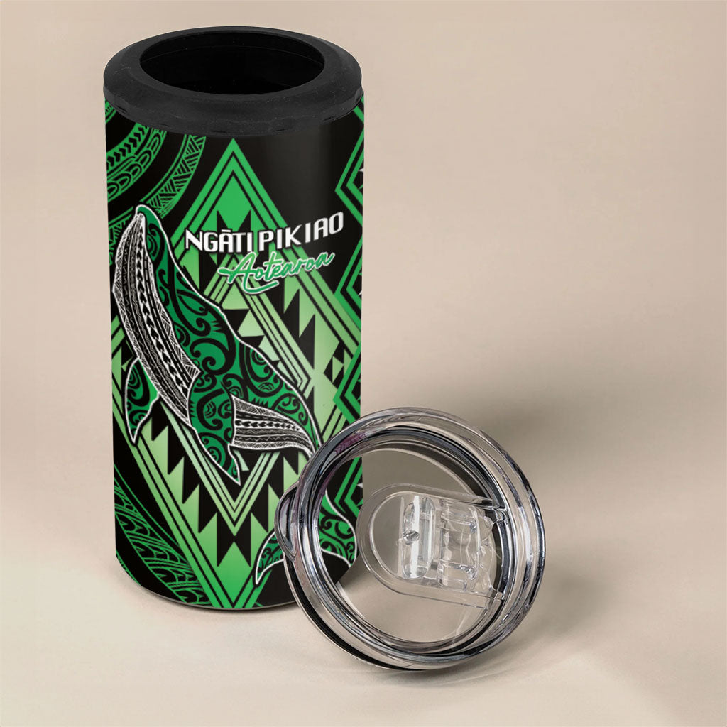 Aotearoa Iwi Ngati Pikiao Personalised 4 in 1 Can Cooler Tumbler NZ Maori Humpback Whale Taniko Motifs