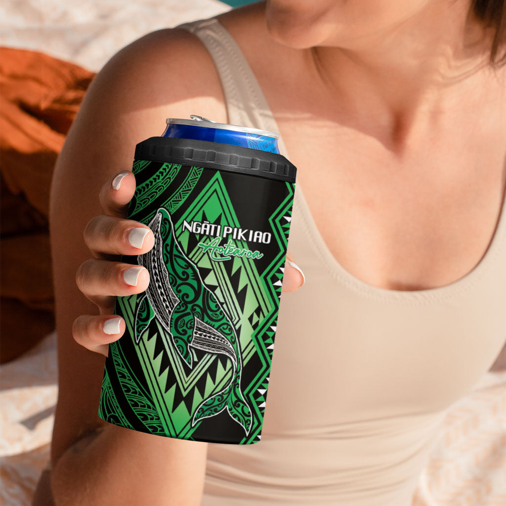 Aotearoa Iwi Ngati Pikiao Personalised 4 in 1 Can Cooler Tumbler NZ Maori Humpback Whale Taniko Motifs