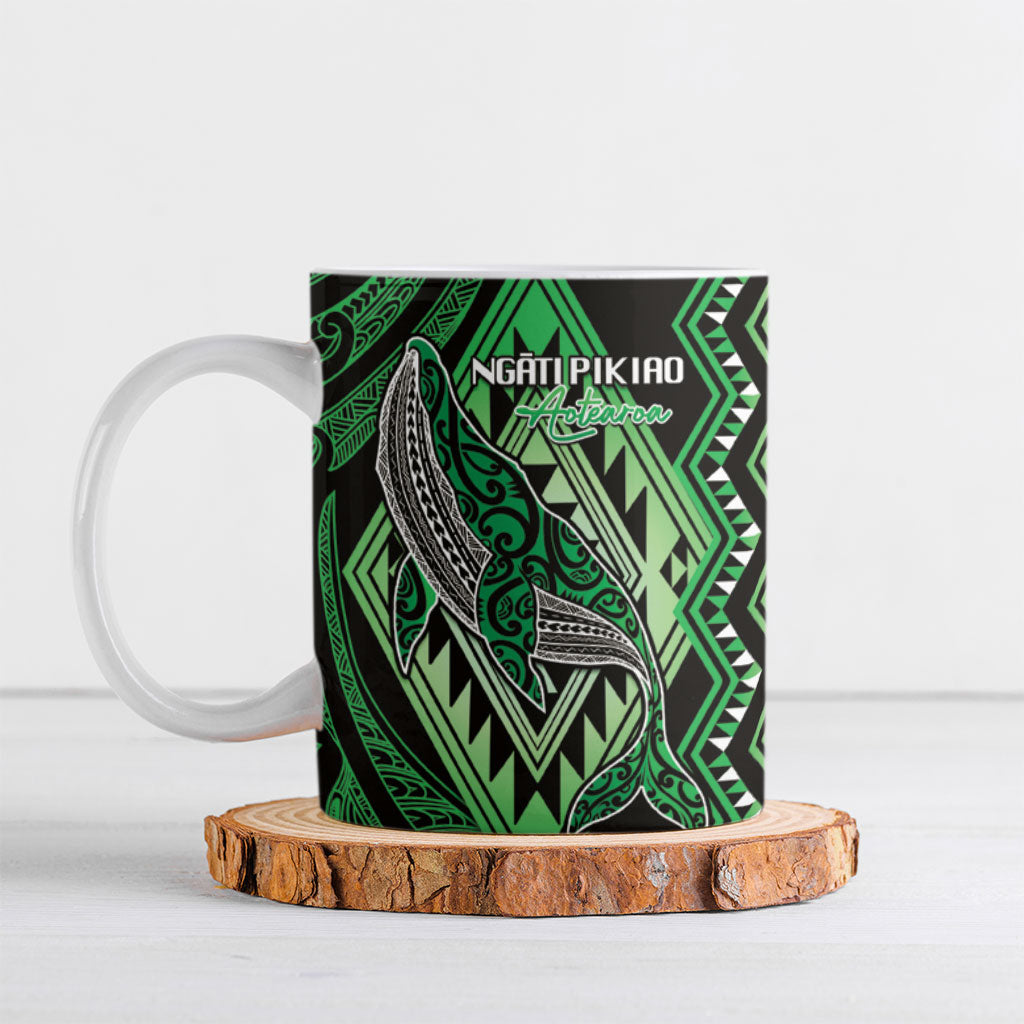 Aotearoa Iwi Ngati Pikiao Personalised Ceramic Mug NZ Maori Humpback Whale Taniko Motifs