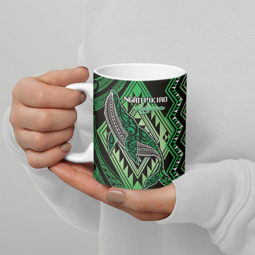 Aotearoa Iwi Ngati Pikiao Personalised Ceramic Mug NZ Maori Humpback Whale Taniko Motifs