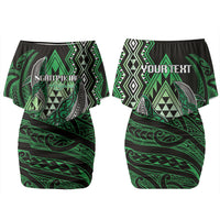 Aotearoa Iwi Ngati Pikiao Personalised Couples Matching Off Shoulder Short Dress and Long Sleeve Button Shirt NZ Maori Humpback Whale Taniko Motifs