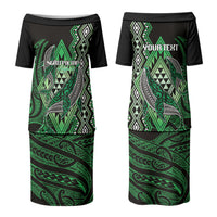 Aotearoa Iwi Ngati Pikiao Personalised Couples Matching Puletasi and Long Sleeve Button Shirt NZ Maori Humpback Whale Taniko Motifs