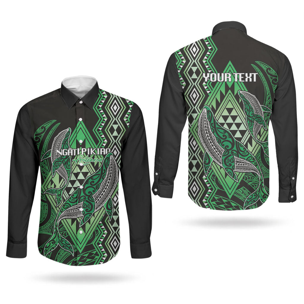 Aotearoa Iwi Ngati Pikiao Personalised Couples Matching Short Sleeve Bodycon Dress and Long Sleeve Button Shirt NZ Maori Humpback Whale Taniko Motifs