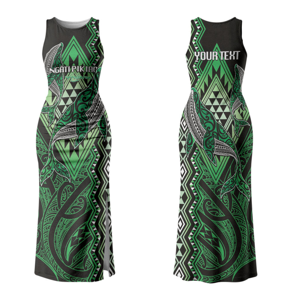 Aotearoa Iwi Ngati Pikiao Personalised Couples Matching Tank Maxi Dress and Hawaiian Shirt NZ Maori Humpback Whale Taniko Motifs