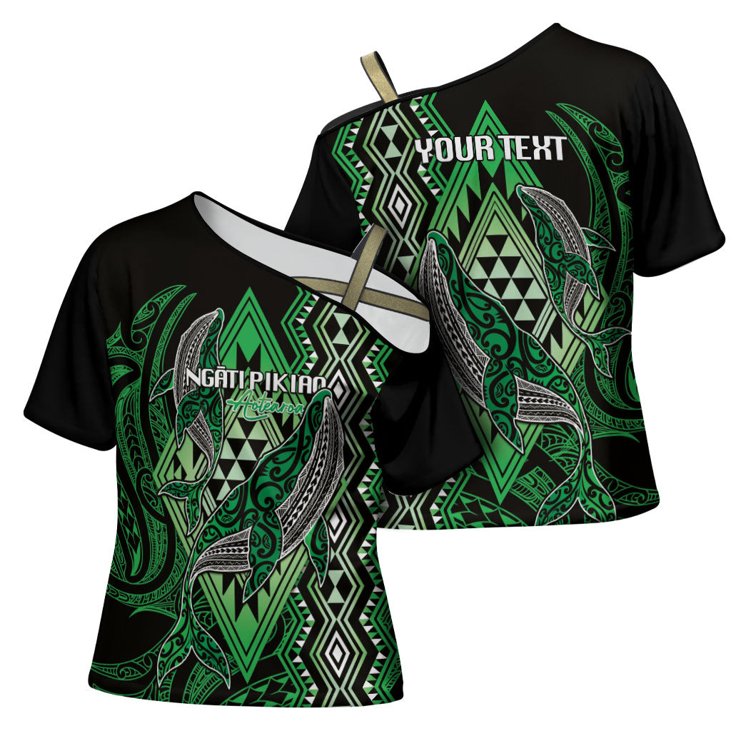 Aotearoa Iwi Ngati Pikiao Personalised Cross Shoulder Shirt NZ Maori Humpback Whale Taniko Motifs