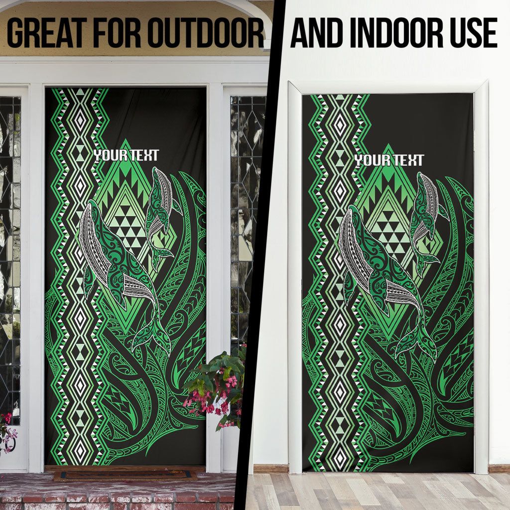 Aotearoa Iwi Ngati Pikiao Personalised Door Cover NZ Maori Humpback Whale Taniko Motifs