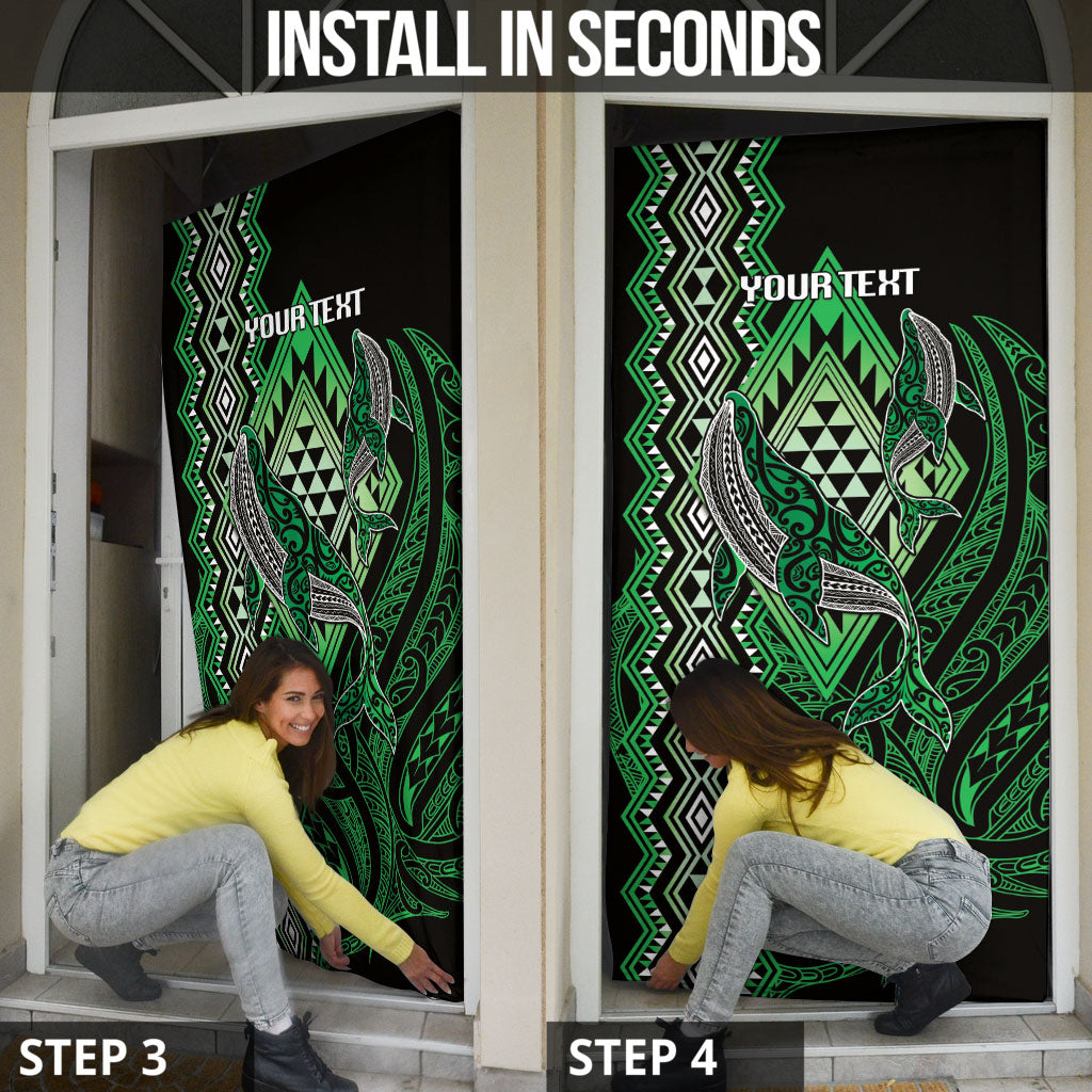 Aotearoa Iwi Ngati Pikiao Personalised Door Cover NZ Maori Humpback Whale Taniko Motifs