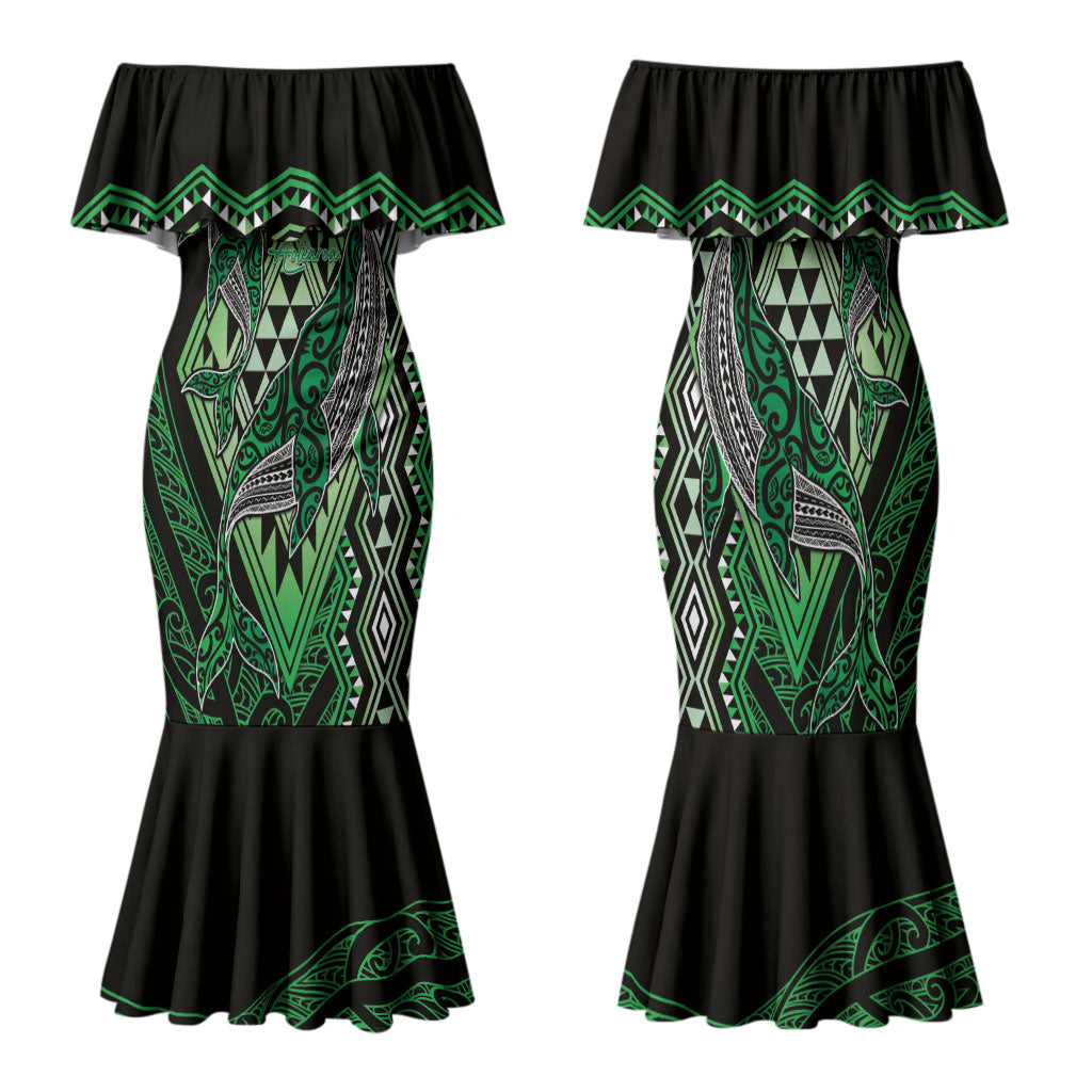 Aotearoa Iwi Ngati Pikiao Personalised Family Matching Mermaid Dress and Hawaiian Shirt NZ Maori Humpback Whale Taniko Motifs