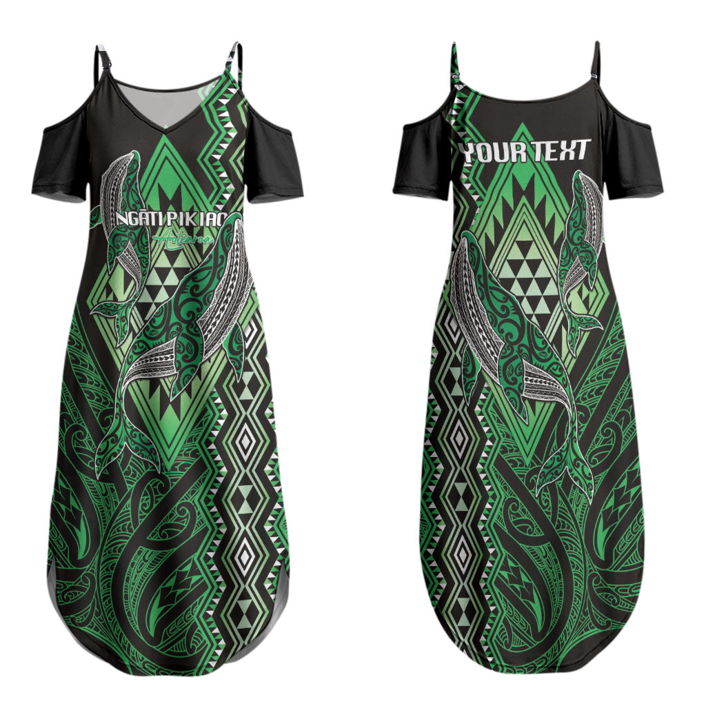 Aotearoa Iwi Ngati Pikiao Personalised Family Matching Summer Maxi Dress and Hawaiian Shirt NZ Maori Humpback Whale Taniko Motifs