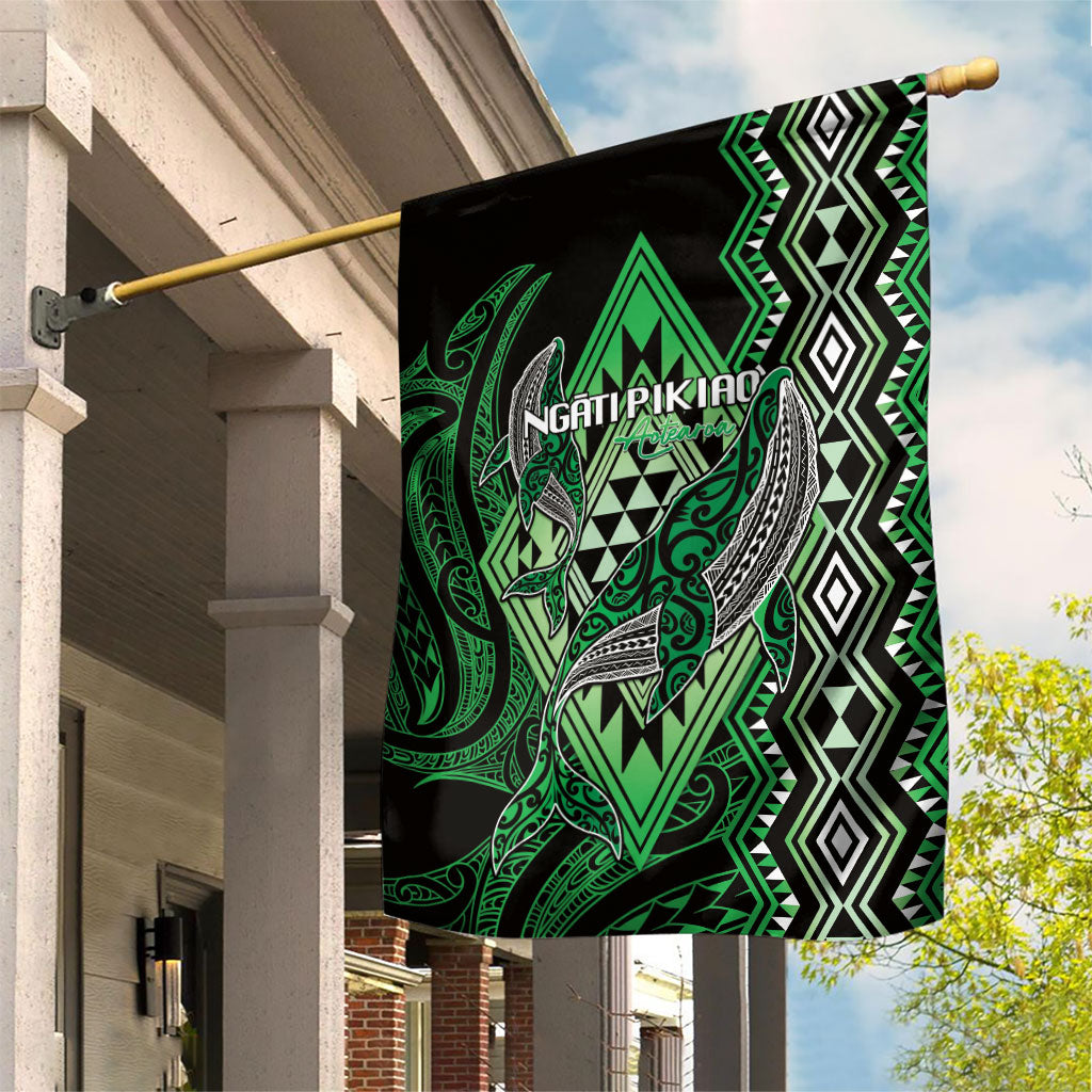 Aotearoa Iwi Ngati Pikiao Garden Flag NZ Maori Humpback Whale Taniko Motifs