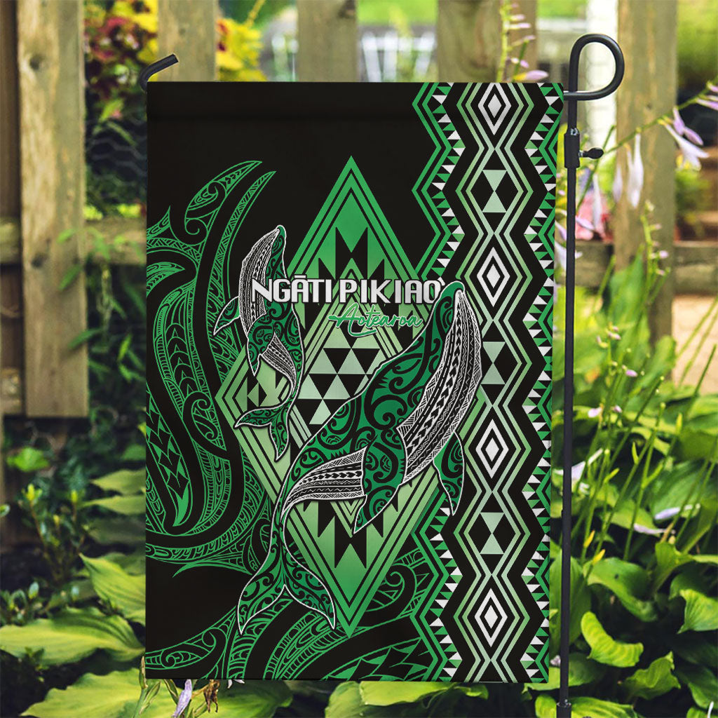 Aotearoa Iwi Ngati Pikiao Garden Flag NZ Maori Humpback Whale Taniko Motifs