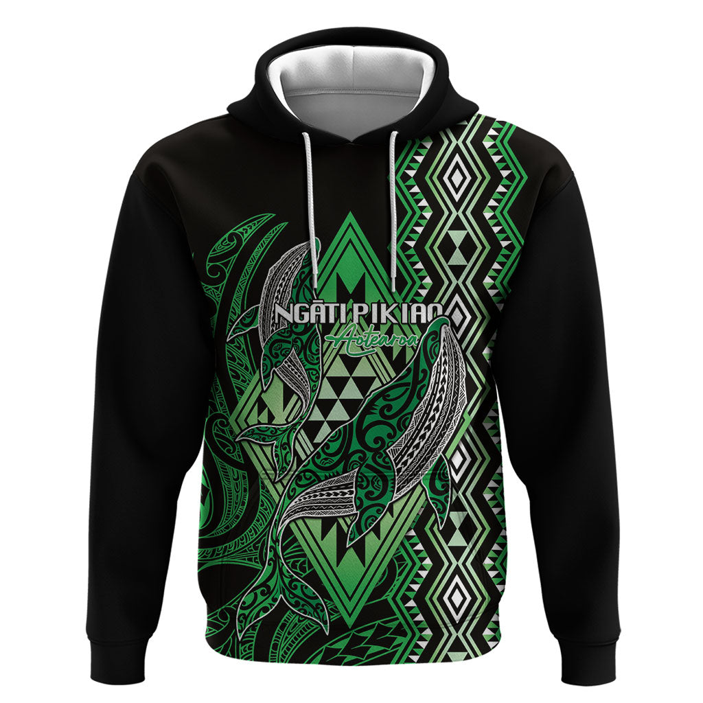 Aotearoa Iwi Ngati Pikiao Personalised Hoodie NZ Maori Humpback Whale Taniko Motifs