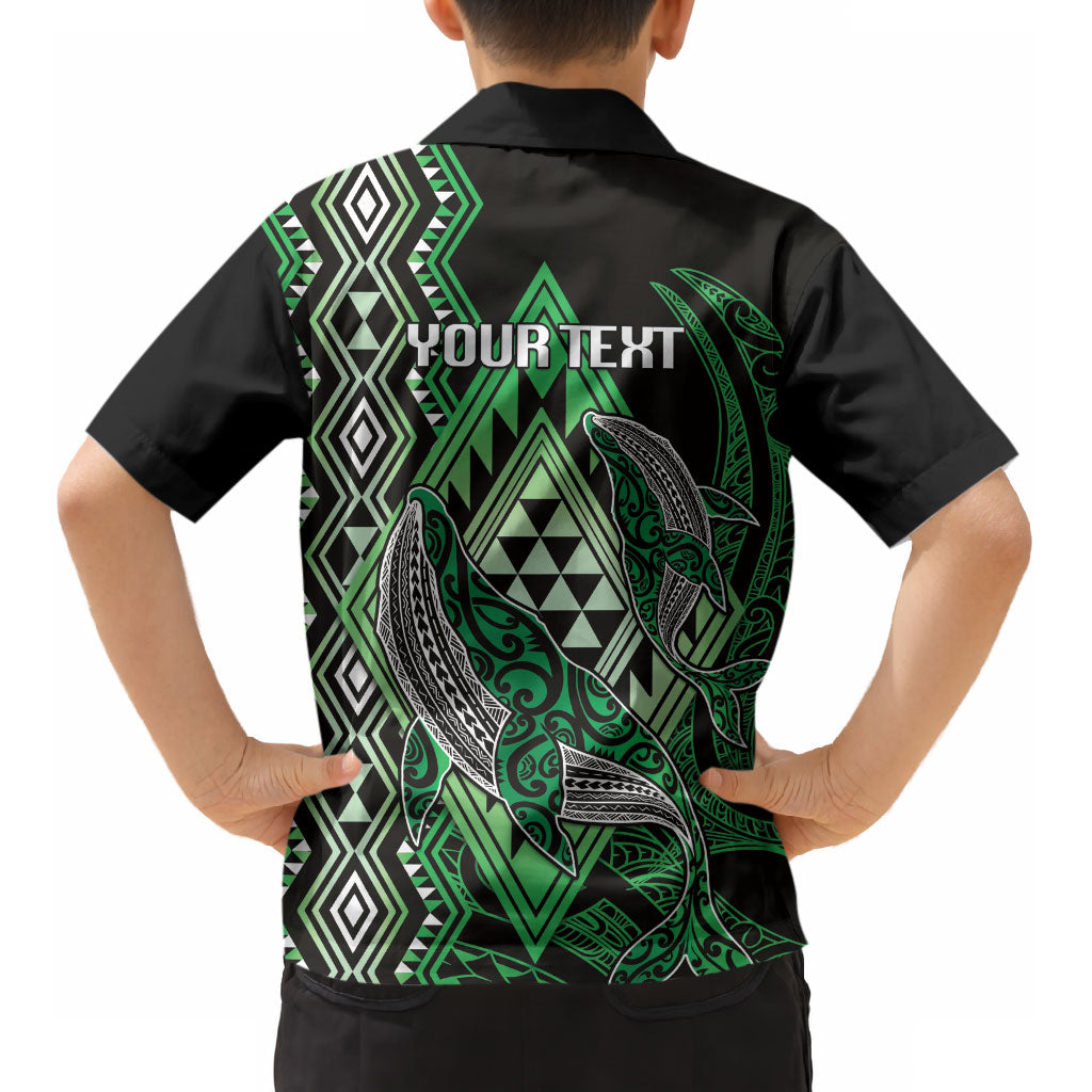 Aotearoa Iwi Ngati Pikiao Personalised Kid Hawaiian Shirt NZ Maori Humpback Whale Taniko Motifs