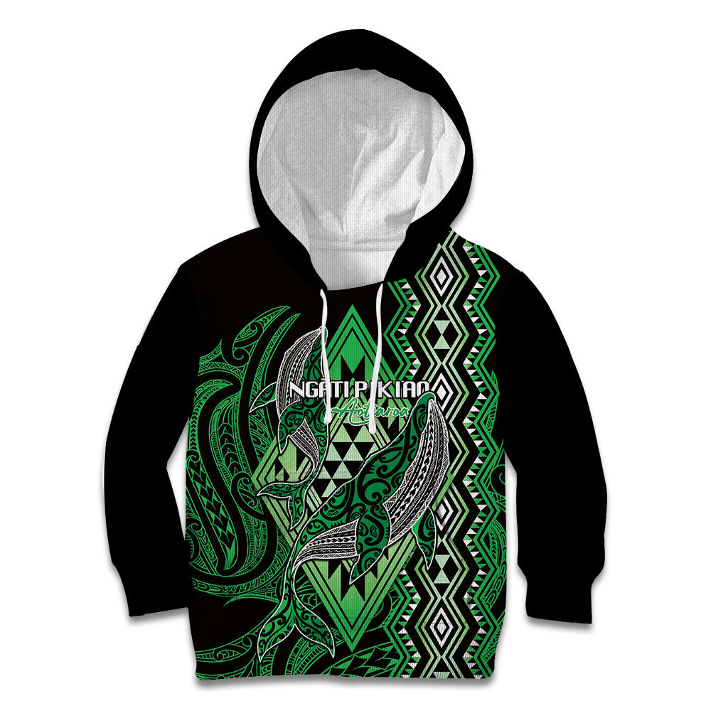 Aotearoa Iwi Ngati Pikiao Personalised Kid Hoodie NZ Maori Humpback Whale Taniko Motifs