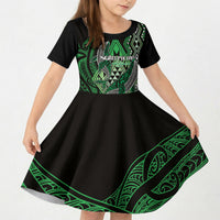 Aotearoa Iwi Ngati Pikiao Personalised Kid Short Sleeve Dress NZ Maori Humpback Whale Taniko Motifs