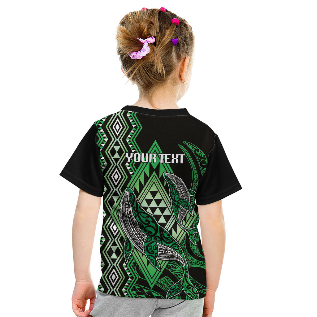 Aotearoa Iwi Ngati Pikiao Personalised Kid T Shirt NZ Maori Humpback Whale Taniko Motifs