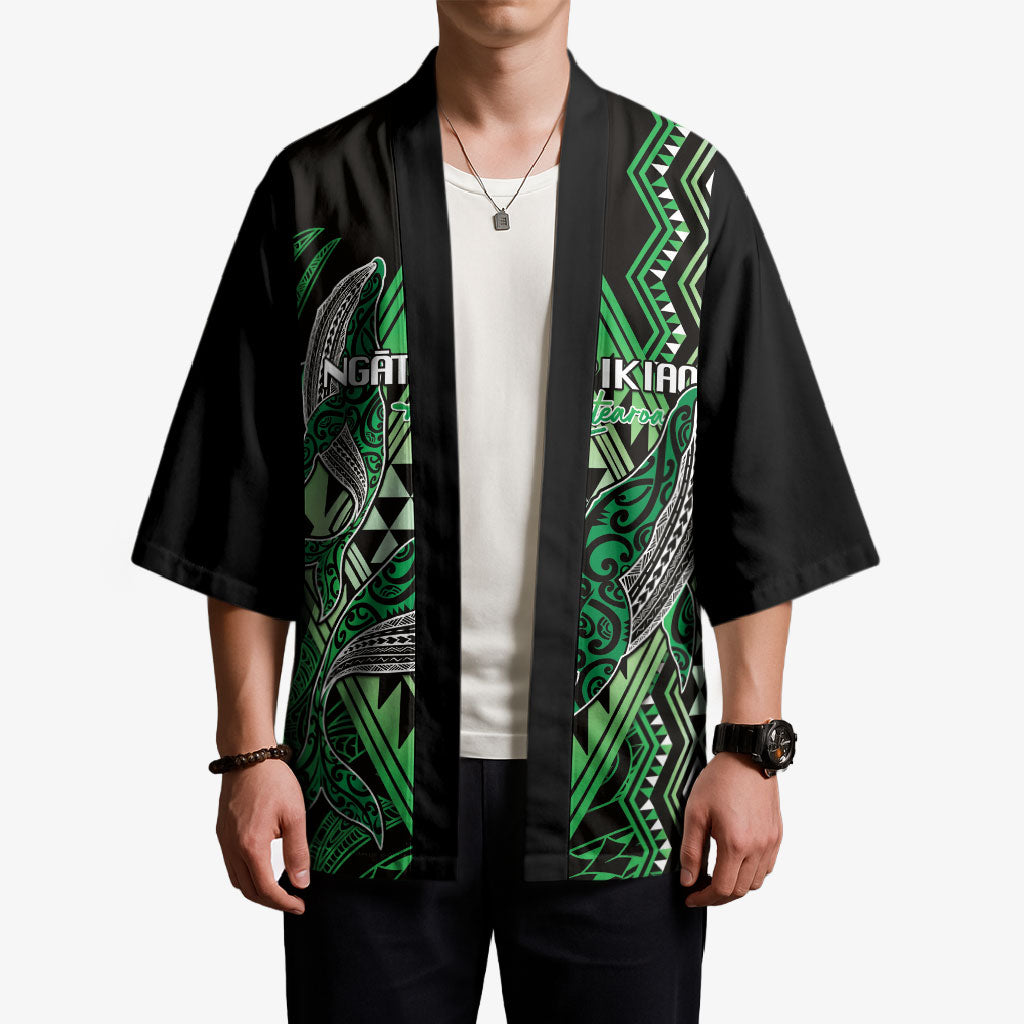 Aotearoa Iwi Ngati Pikiao Personalised Kimono NZ Maori Humpback Whale Taniko Motifs