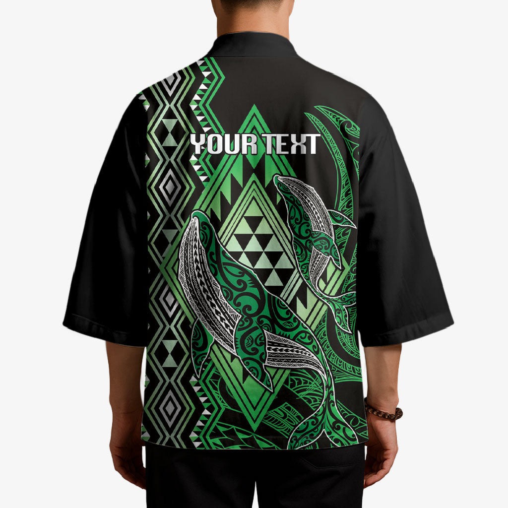 Aotearoa Iwi Ngati Pikiao Personalised Kimono NZ Maori Humpback Whale Taniko Motifs