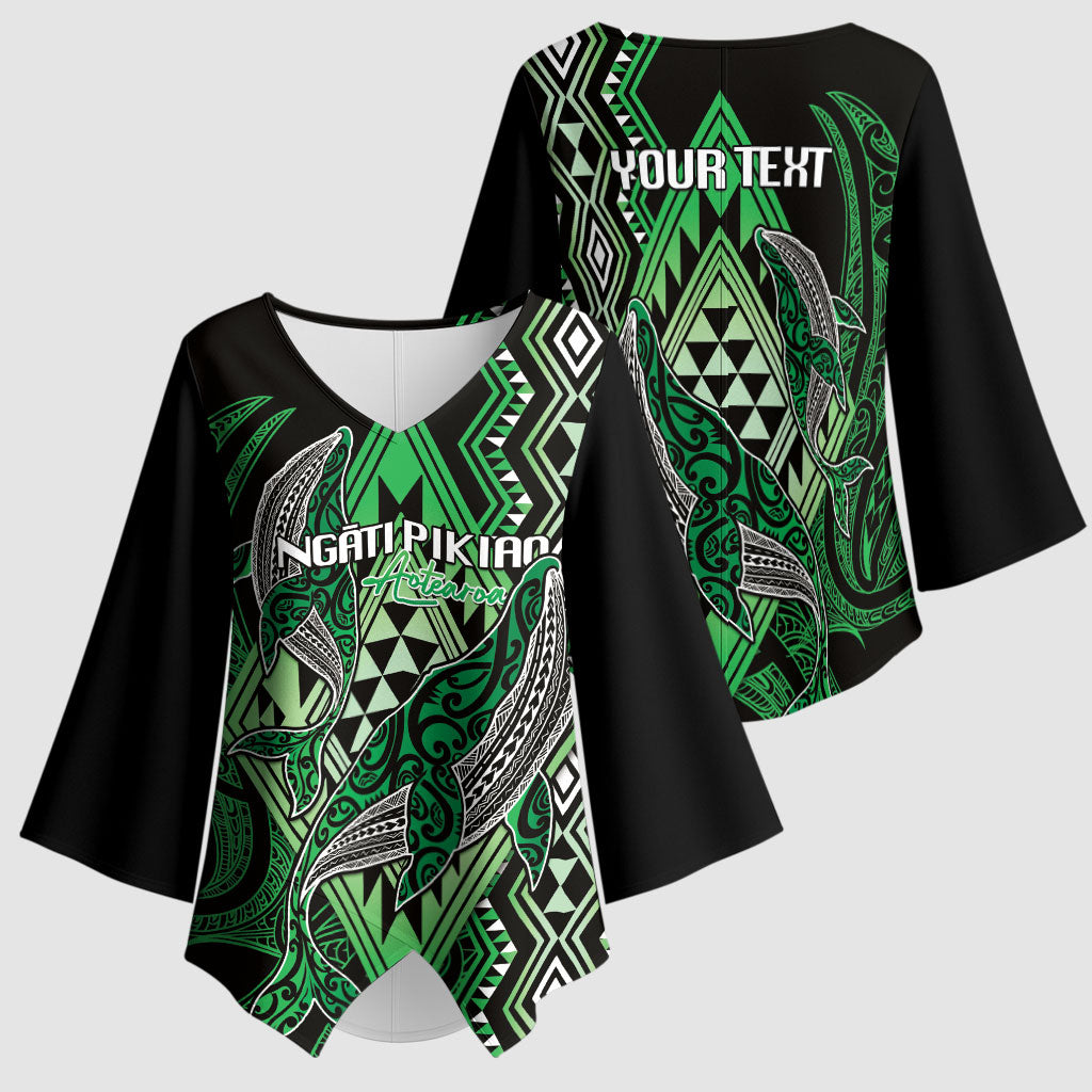 Aotearoa Iwi Ngati Pikiao Personalised Kimono Sleeve Blouse NZ Maori Humpback Whale Taniko Motifs
