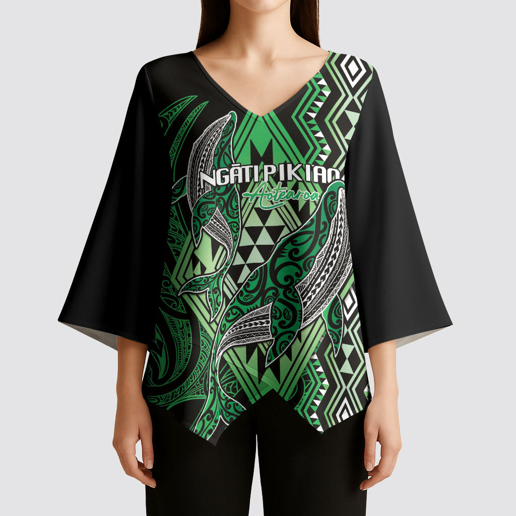 Aotearoa Iwi Ngati Pikiao Personalised Kimono Sleeve Blouse NZ Maori Humpback Whale Taniko Motifs