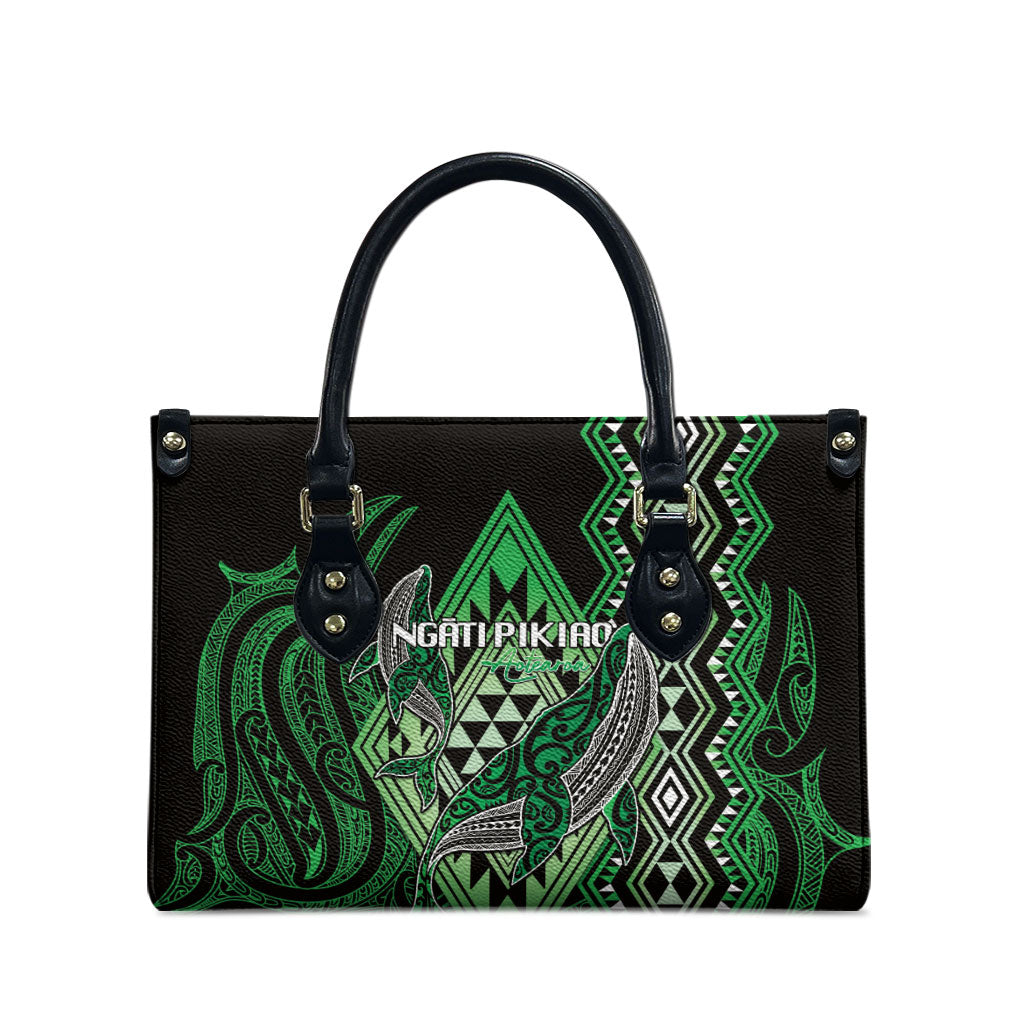 Aotearoa Iwi Ngati Pikiao Leather Bag NZ Maori Humpback Whale Taniko Motifs
